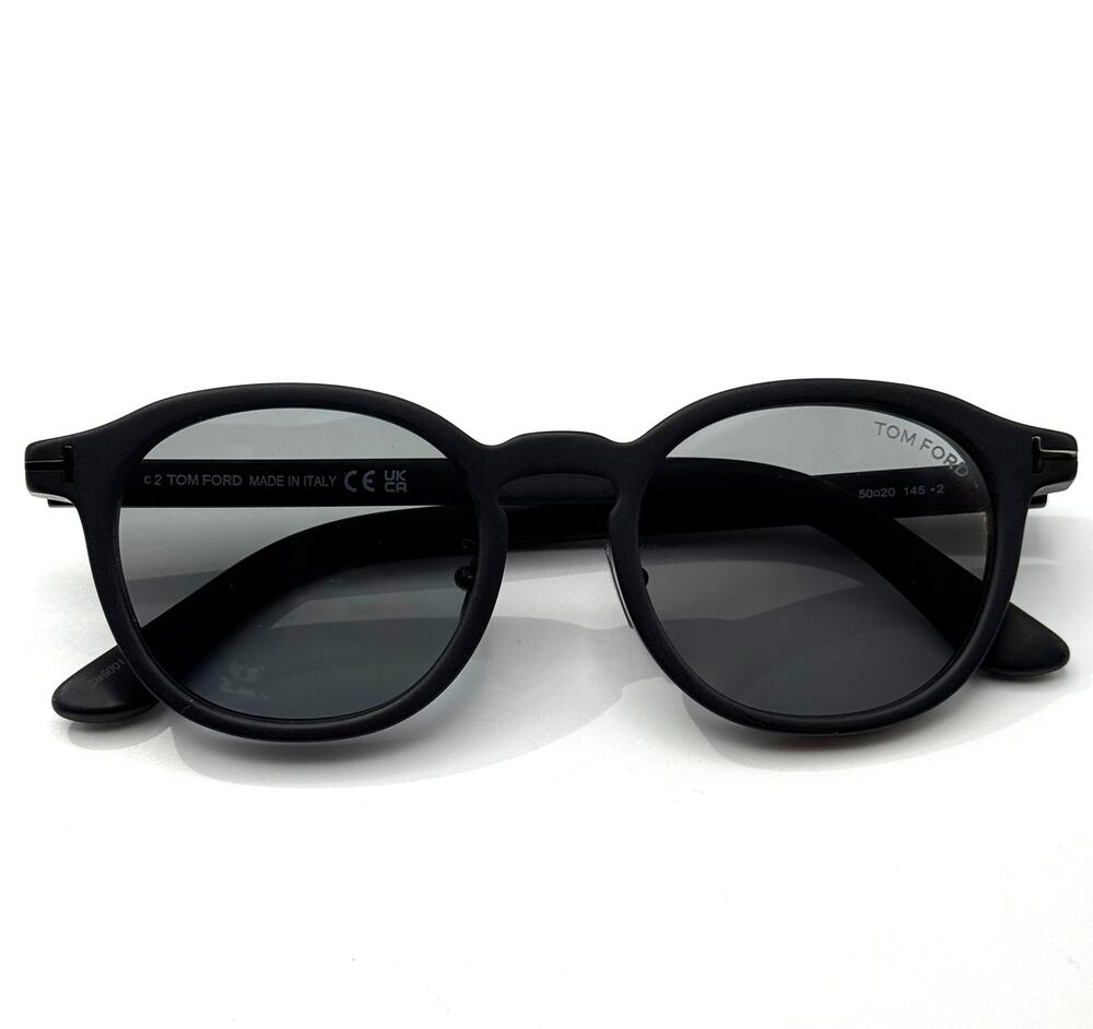 Tom Ford Sunglasses TF1277-D-N 02A Matte Black Round Frame Gray Lens 50-20-145